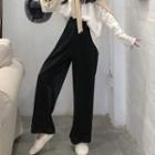 Plain Wide Leg Pants Black - One Size
