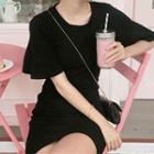 Open Back Short-sleeve Mini T-shirt Dress