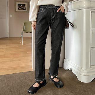 Plus Size Stitched Straight-leg Jeans