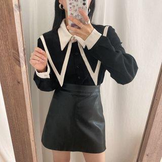 Pointed Collar Cardigan
