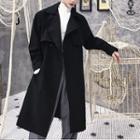 Double-breasted Oversize Long Coat With Sash