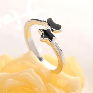 Star And Moon Ring  Silver - One Size
