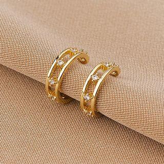 Rhinestone Ear Cuff 1 Pair - Qr-268 - Gold - One Size