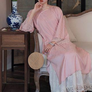 Flared-sleeve Lace Trim Midi Hanfu Dress