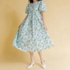Flower Print Puff Short-sleeve Dress