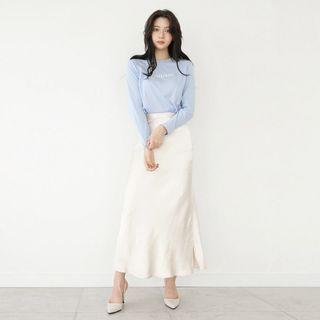 Slit-hem Satin Mermaid Skirt