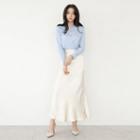 Slit-hem Satin Mermaid Skirt