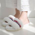 Contrast Stripe Furry Slippers