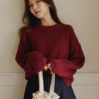 Slit-side Boxy Ribbed Sweater