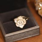 Flower Alloy Open Ring Camellia - White - One Size