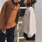 Couple Matching Lettering Embroidered Pullover