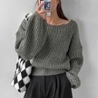 Drop-shoulder Square-neck Sweater