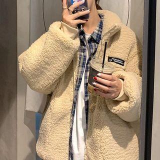 Zip-up Fleece Jacket Milk Tea Brown - One Size