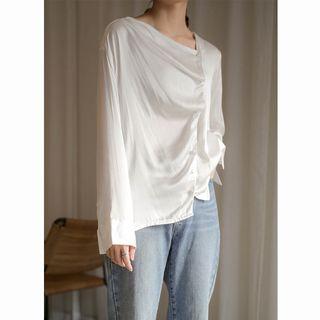 Plain Single-breasted Blouse