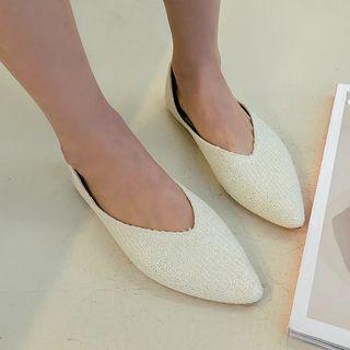 Pointy Woven Faux-raffia Flats