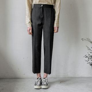Elasticize-waist Straight-cut Dress Pants