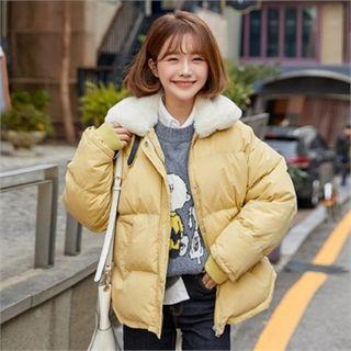 Faux-fur Funnel-neck Padded Jacket
