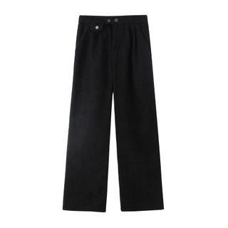 High-waist Plain Corduroy Shift Wide-leg Pants
