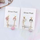 Non-matching Faux Pearl Cat & Star Dangle Earring