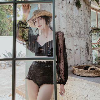 Set: Mesh Panel Swim Top + Bottom
