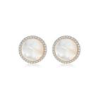 Sterling Silver Plated Gold Fashion Elegant Geometric Round Fritillary Stud Earrings With Cubic Zirconia Golden - One Size