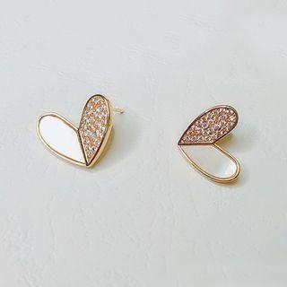 Heart Stud Earring 1 Pair - Gold Plating - As Shown In Figure - One Size