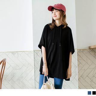 Back Print Loose-fit Short Sleeve Hoodie