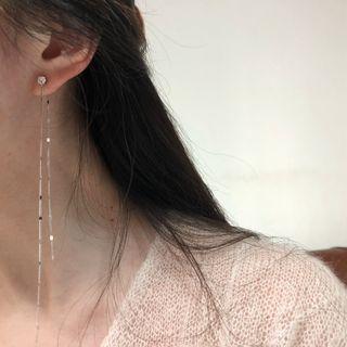 Rhinestone Fringed Sterling Silver Earring
