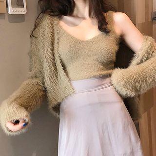 Open Knit Cardigan / Camisole Top