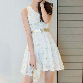 Sequin Sleeveless A-line Mini Cocktail Dress