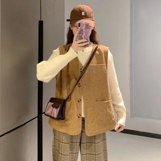 Single-breasted Corduroy Vest