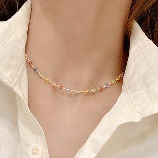 Faux Crystal Alloy Choker X510 - Yellow & Blue & White - One Size