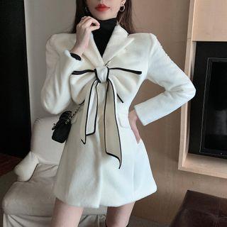 Bow Fleece Button-up Coat