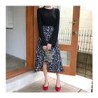 Floral Patterned Button-front Long Skirt
