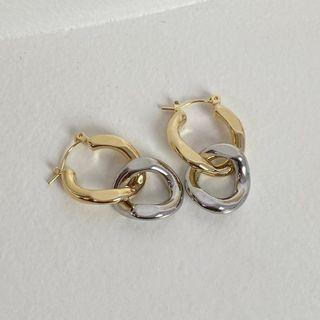 Chunky Chain Alloy Dangle Earring 1 Pair - Gold & Silver - One Size