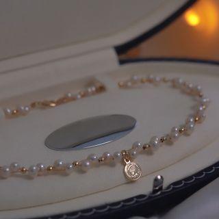 Genuine Pearl Choker Gold - One Size