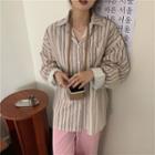 Striped Loose-fit Shirt As Shown In Figure - One Size