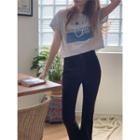 Printed Cropped M Lange T-shirt One Size
