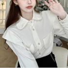 Details Pearl-trim Loose Shirt