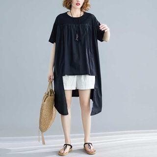 Ruched Dip-back Short-sleeve T-shirt