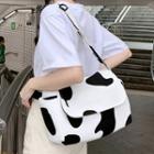 Milk Cow Print Canvas Crossbody Bag Black & White - One Size