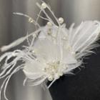 Wedding Faux Pearl Feather Headpiece White - One Size