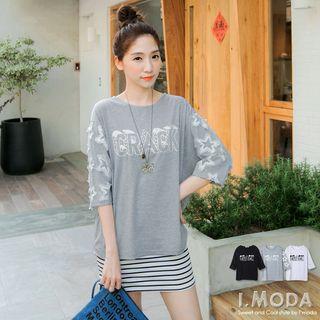 Letter Print 3/4 Sleeves Top
