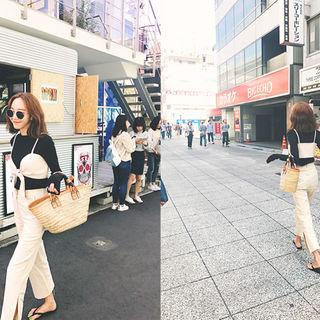 Slit-hem Linen Blend Straight-cut Pants