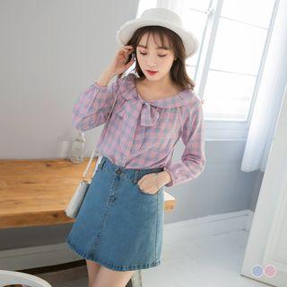 Paid Sailor-collar Blouse