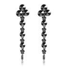 Rhinestone Cone Threader Earrings Black - One Size