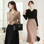 Wrap-front Draped Slim-fit Top