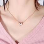 Stainless Steel Heart Pendant Necklace 1640 - Necklace - Rose Gold Plating - One Size