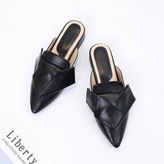 Faux Leather Knotted Mules
