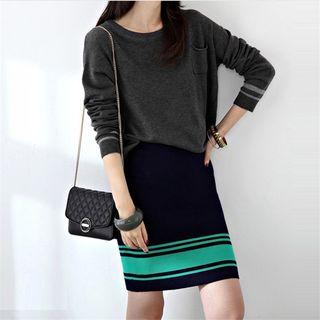 Colour Block Knit Mini Skirt